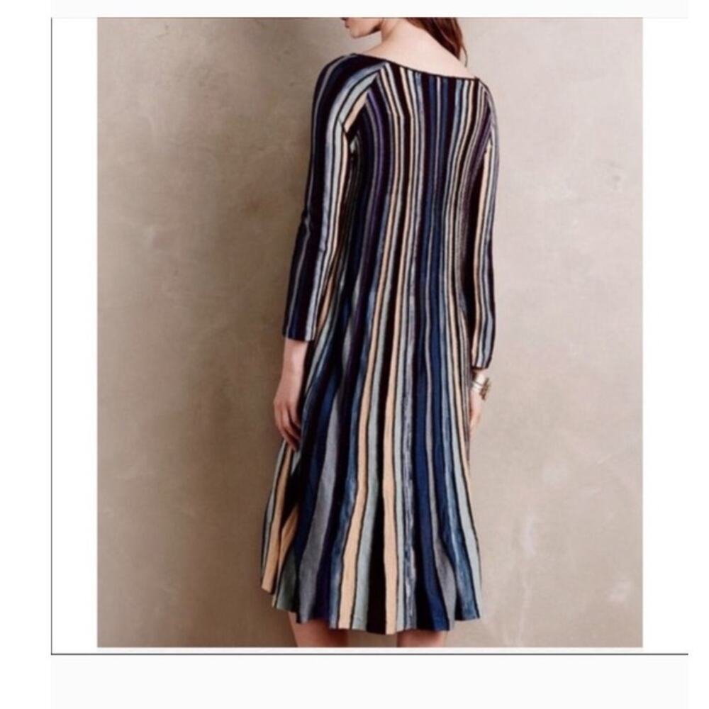 Anthropologie Moth Nora Striped Wool Blend Swing Dress SZ Medium - Picture 2 of 10